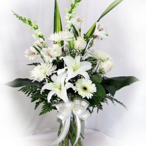 Vase de fleurs variées blanches - Sylvie
